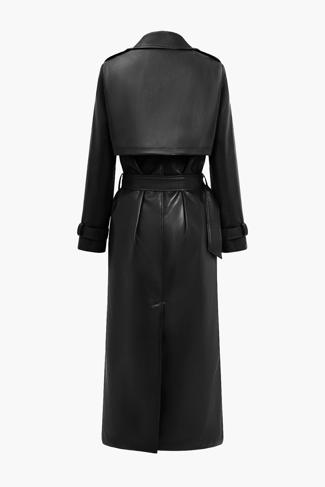 Women's Belted Trench Coat with Double-Breasted Closure