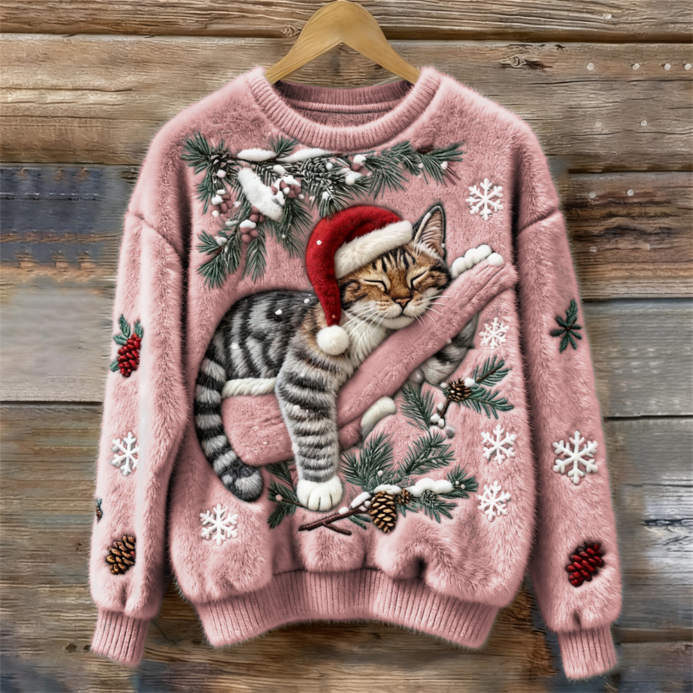 Women's Sweater with Crew Neck and Ribbed Cuffs | Print | For Winter | Size S-5XL