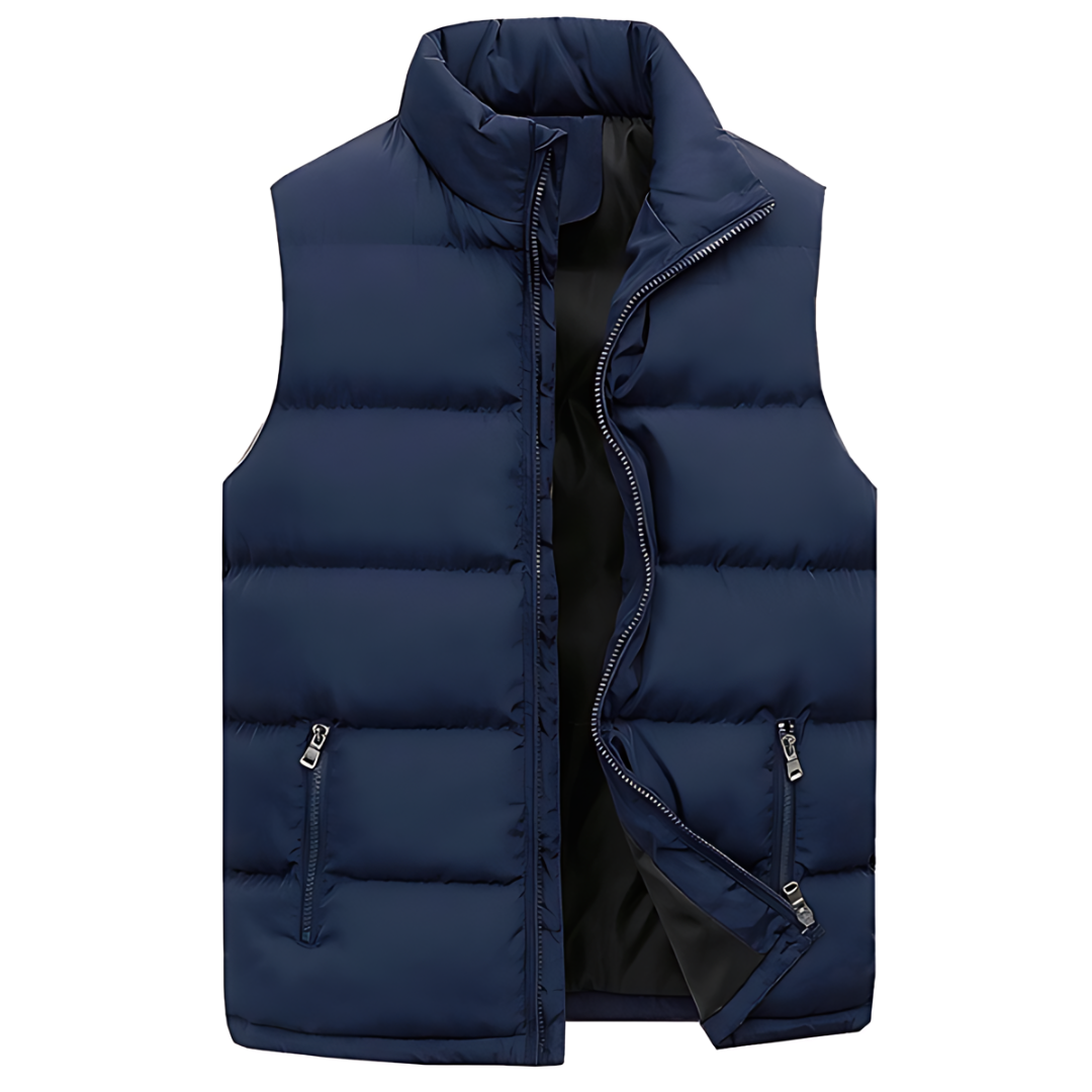 Eric | Mens Puffer Vest for Layering | Stitched Puffer Look, Sturdy Zippers, Room to Layer | Black, Blue, Red M-5XL