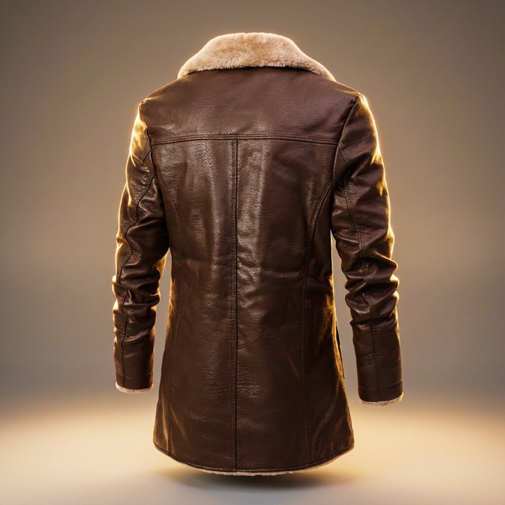 Marshall | Mens Leather Coat with Shearling Lining | Natural Grain Leather, Fully Lined | Oak Brown, Obsidian Black XS-4XL