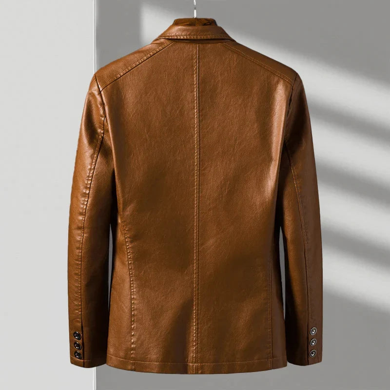 Sutton | Mens Leather Blazer Jacket, Tailored Fit | Fully Lined, Two-Button Closure | Brown, Black, Navy and More S-4XL