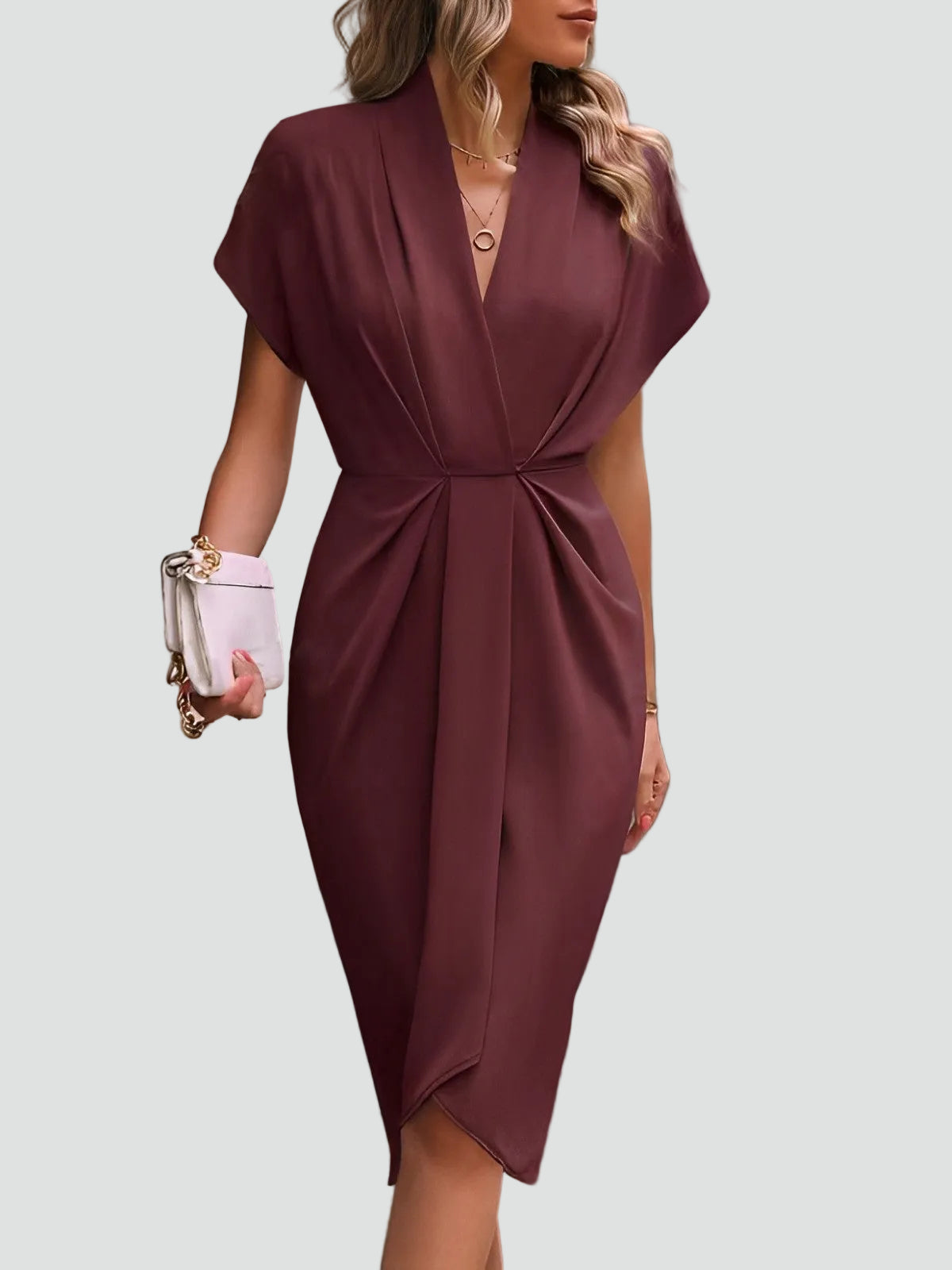 Mathilde Twist-Front Wrap Midi Dress