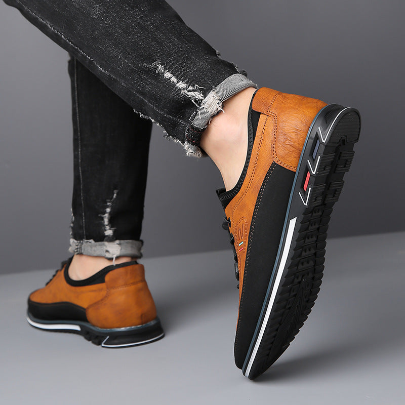 Men's Oxford Lace-Up Shoes, Contrast Panels, Round Toe