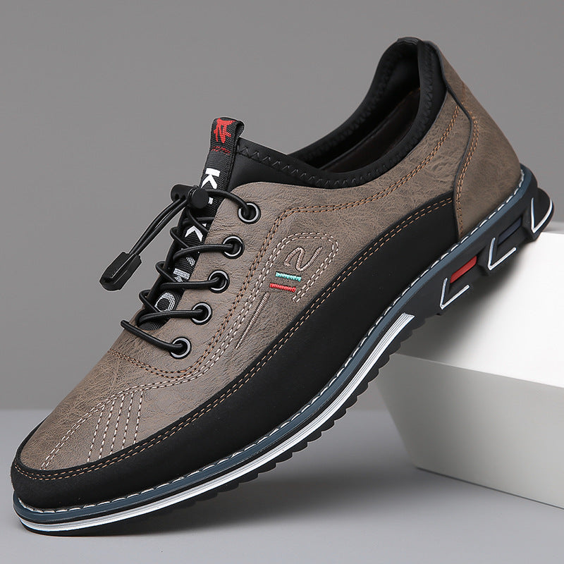 Men's Oxford Lace-Up Shoes, Contrast Panels, Round Toe
