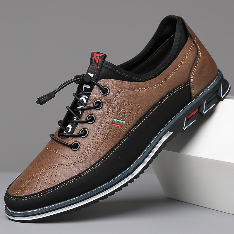 Men's Oxford Lace-Up Shoes, Contrast Panels, Round Toe