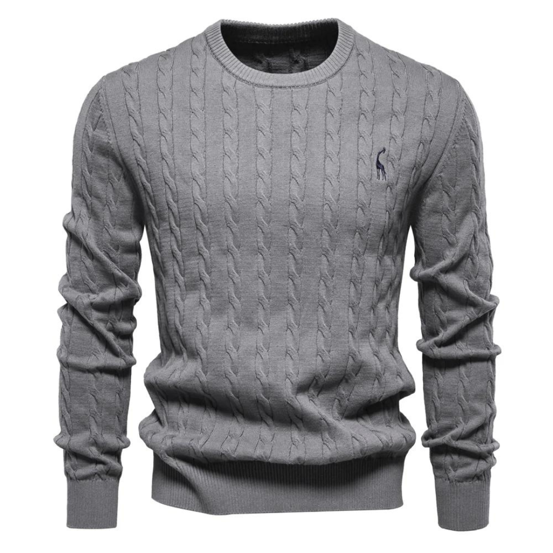 Men's Cable Knit Sweater, Crew Neck, Long Sleeves