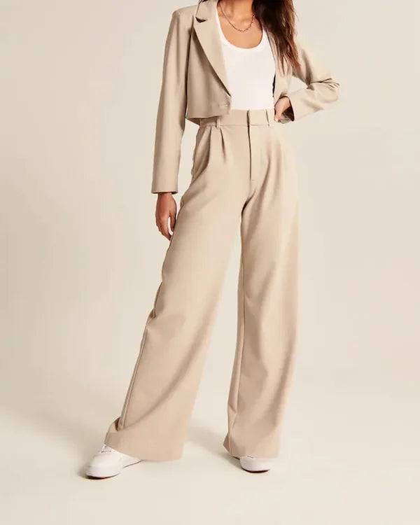 Women's Fitted Flared Pants – High Rise Flare Leg Dress Trousers
