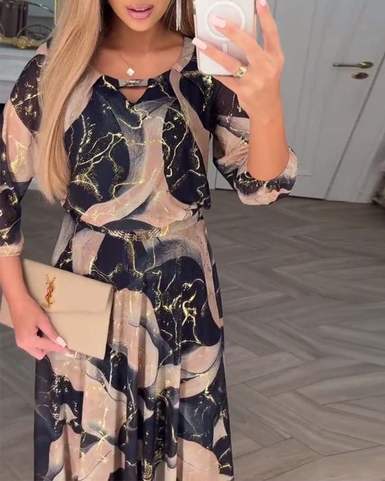 Hailie – Flowing Chiffon Maxi Dress with Print