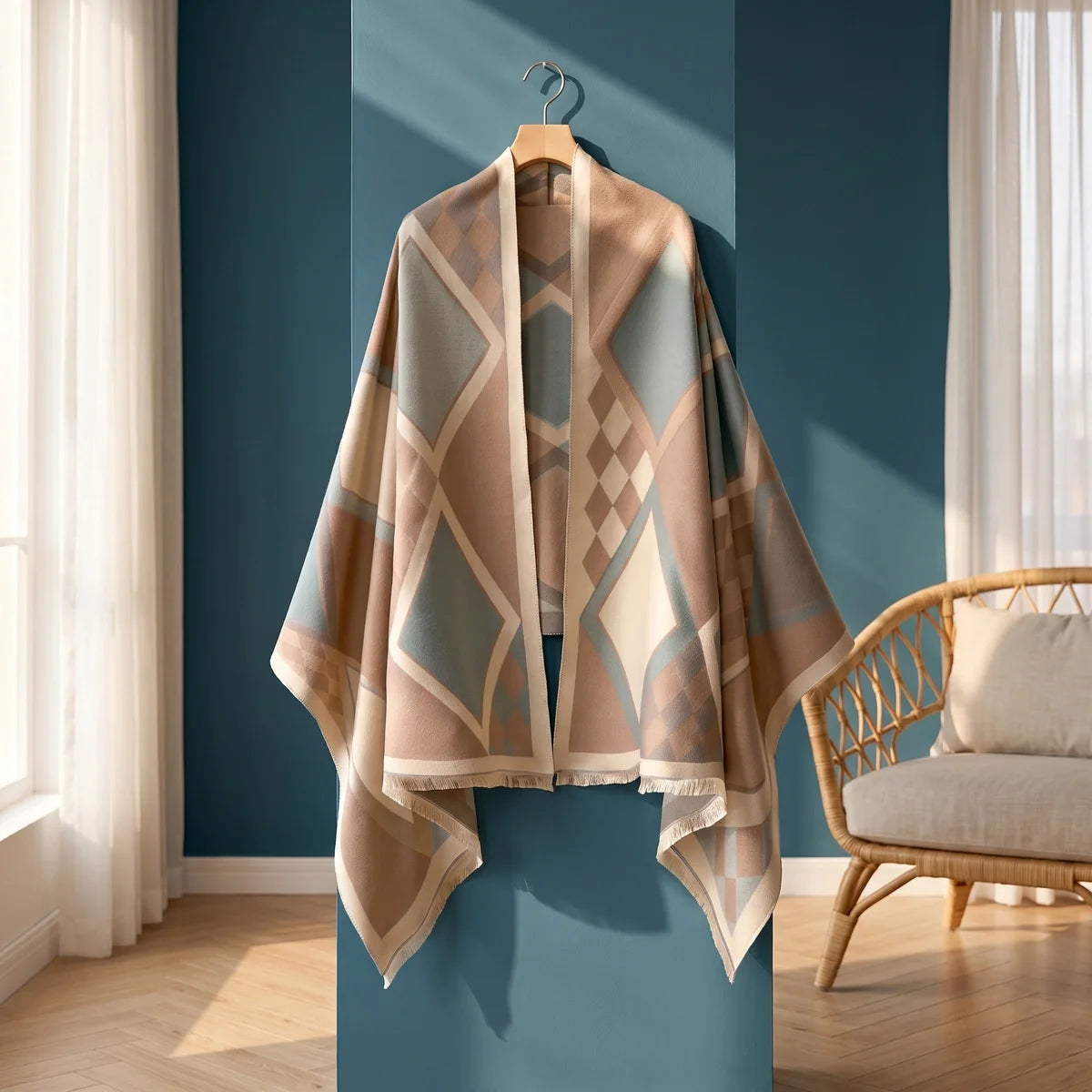 Beatrice Geometric Wool Blend Shawl
