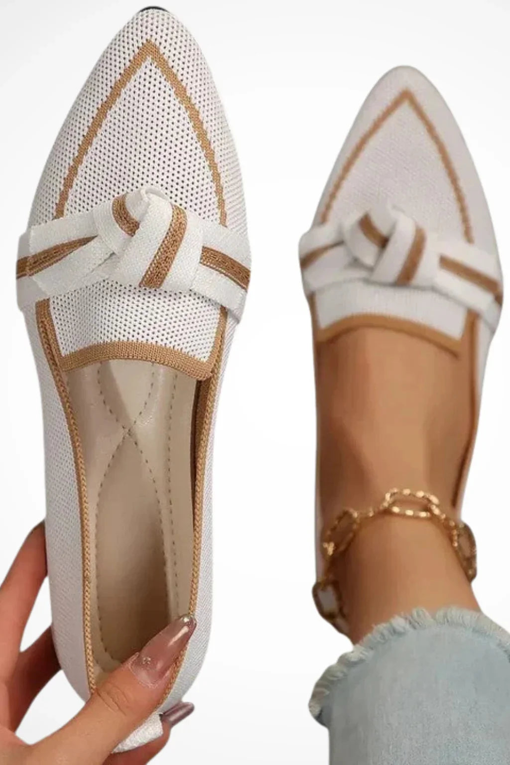 Beatrice | Women's Pointed Toe Slip On Loafers with Contrast Trim