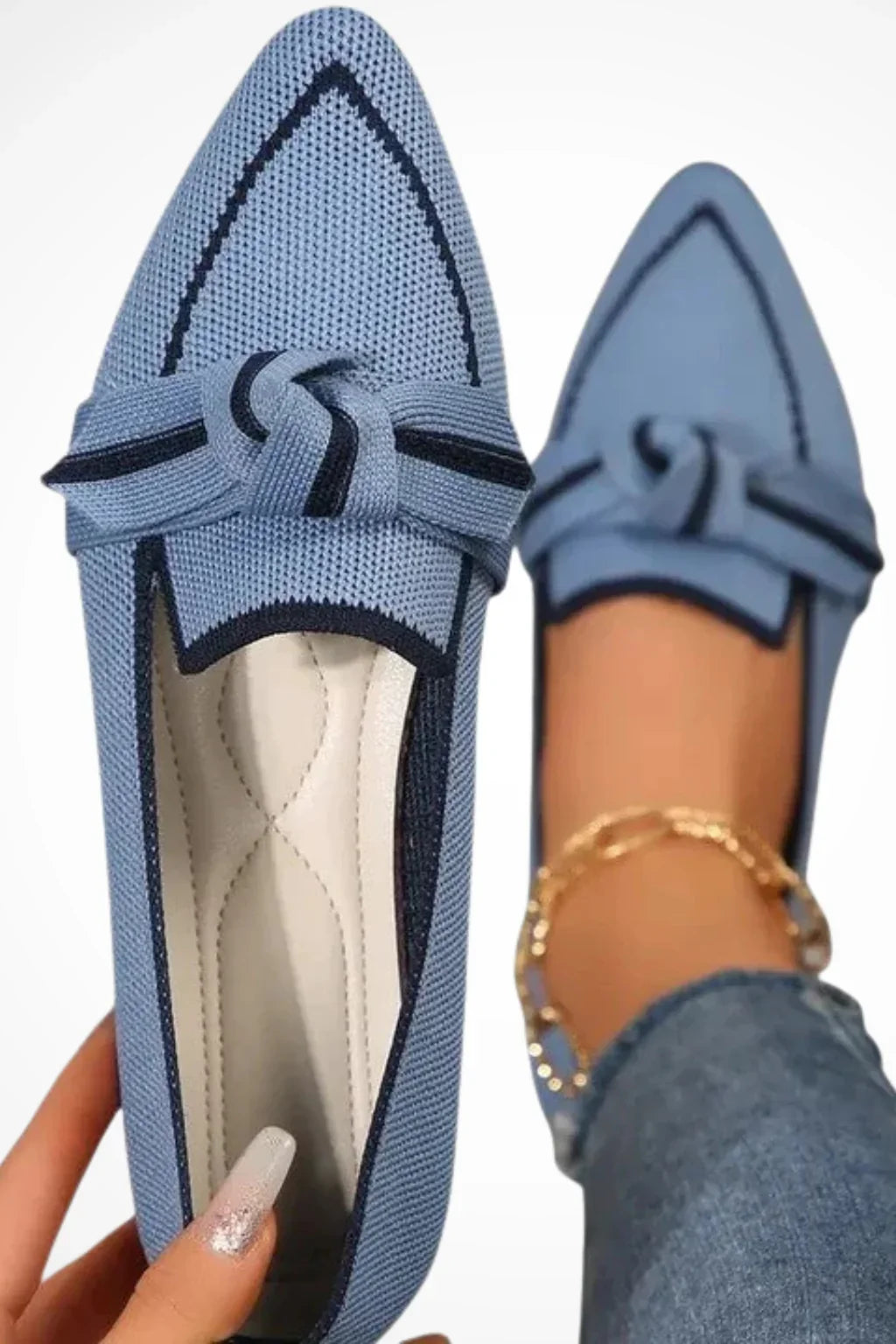 Beatrice | Women's Pointed Toe Slip On Loafers with Contrast Trim