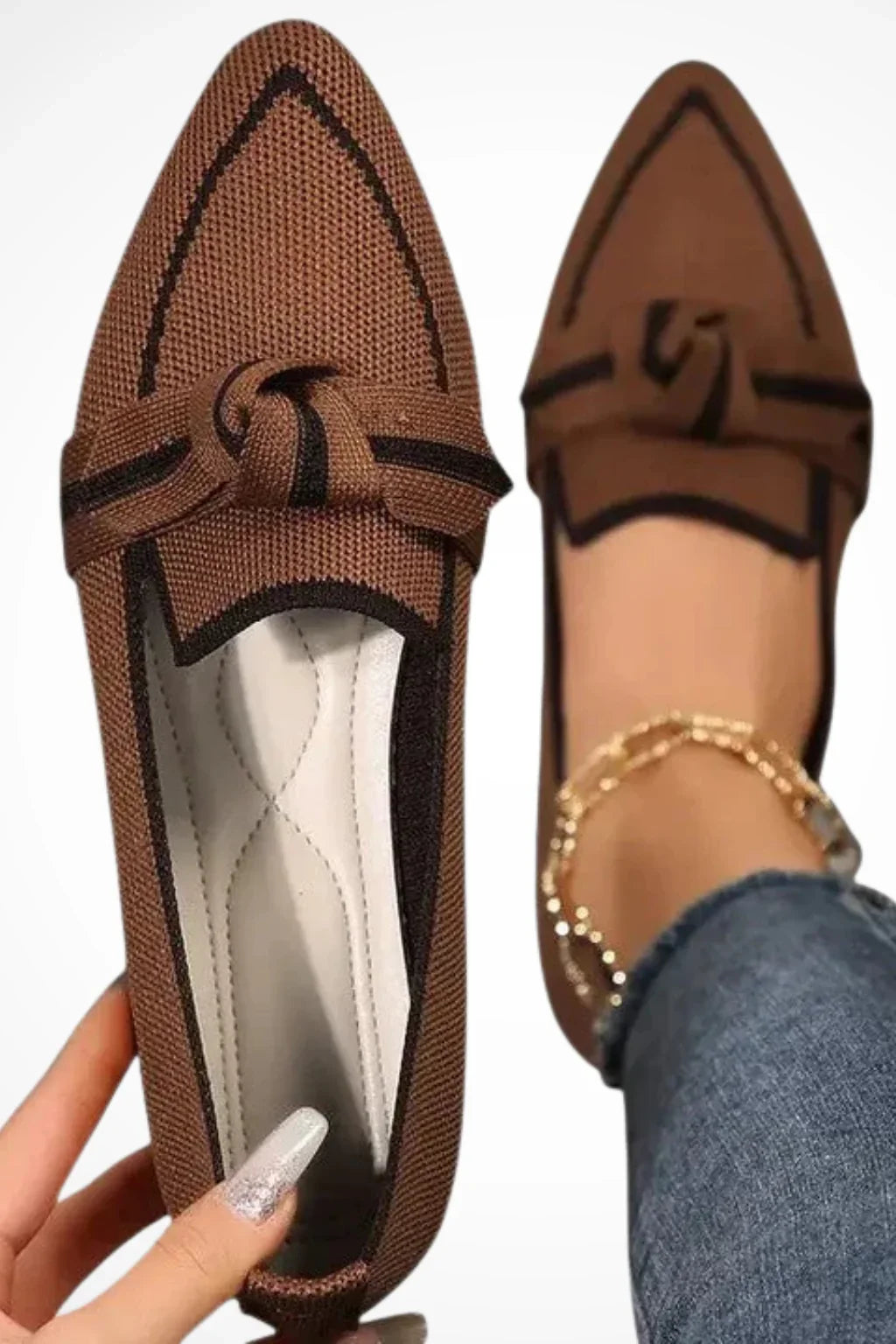 Beatrice | Women's Pointed Toe Slip On Loafers with Contrast Trim