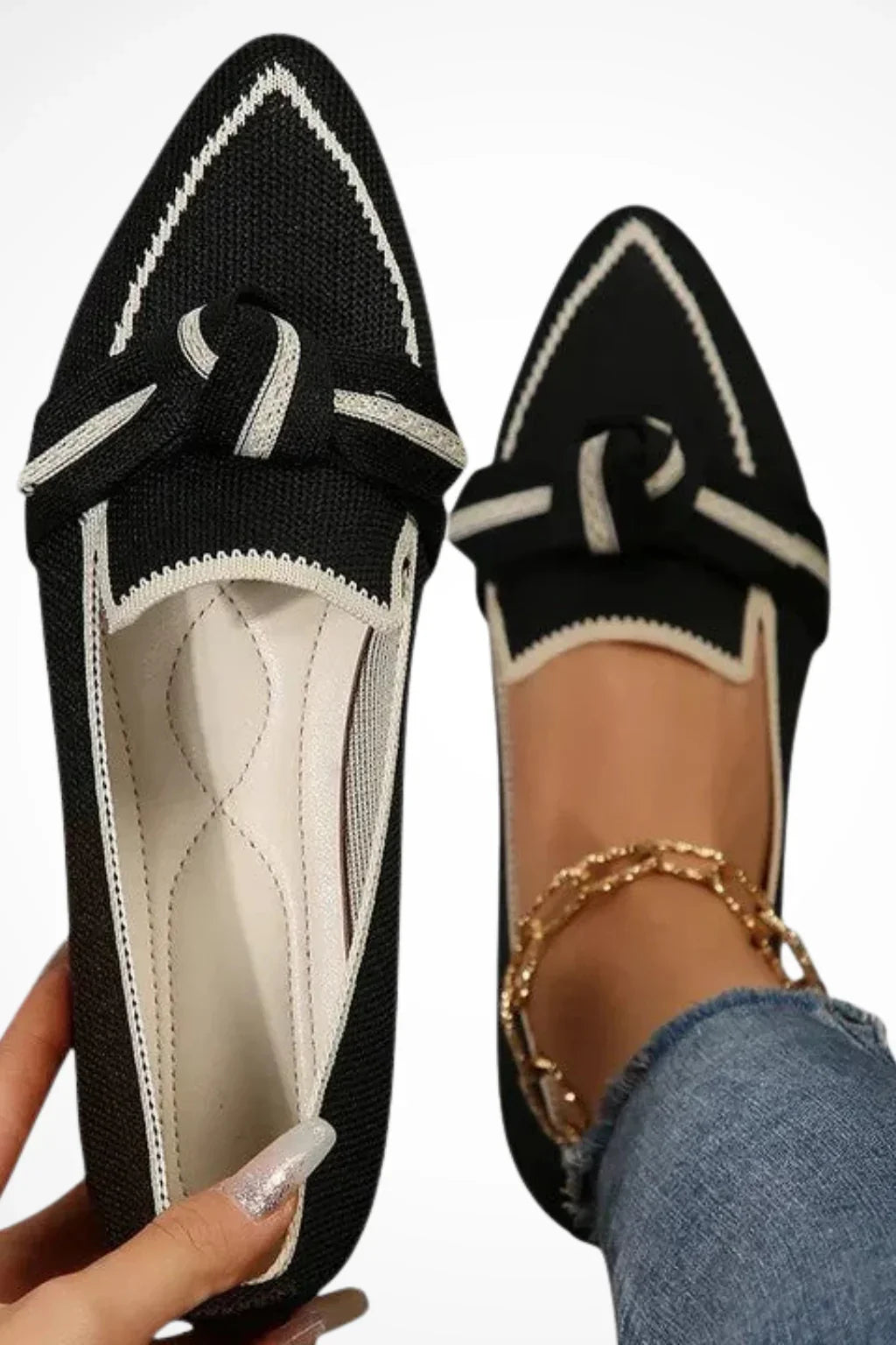 Beatrice | Women's Pointed Toe Slip On Loafers with Contrast Trim