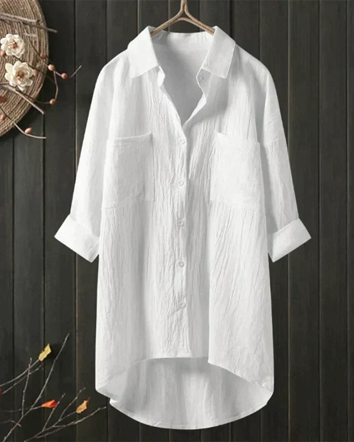 Beatrice | Women's Shirt Tunic with Collared Neck and Button Front