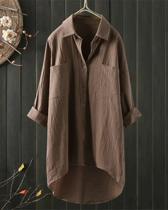 Beatrice | Women's Shirt Tunic with Collared Neck and Button Front
