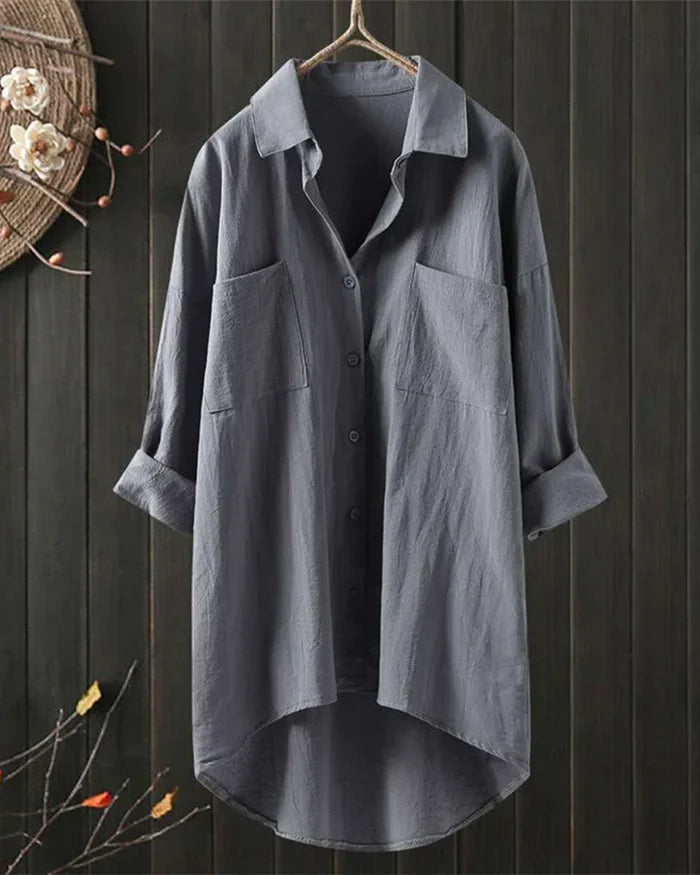 Beatrice | Women's Shirt Tunic with Collared Neck and Button Front
