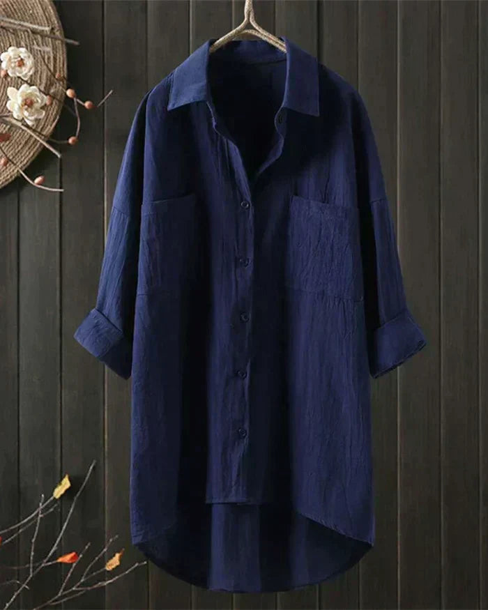 Beatrice | Women's Shirt Tunic with Collared Neck and Button Front