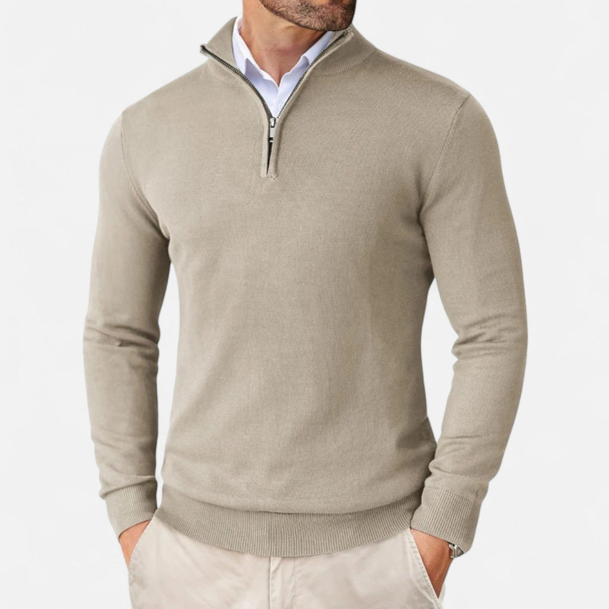 Men's Slim-Fit Quarter-Zip Sweater, Mock Neck, Long Sleeves