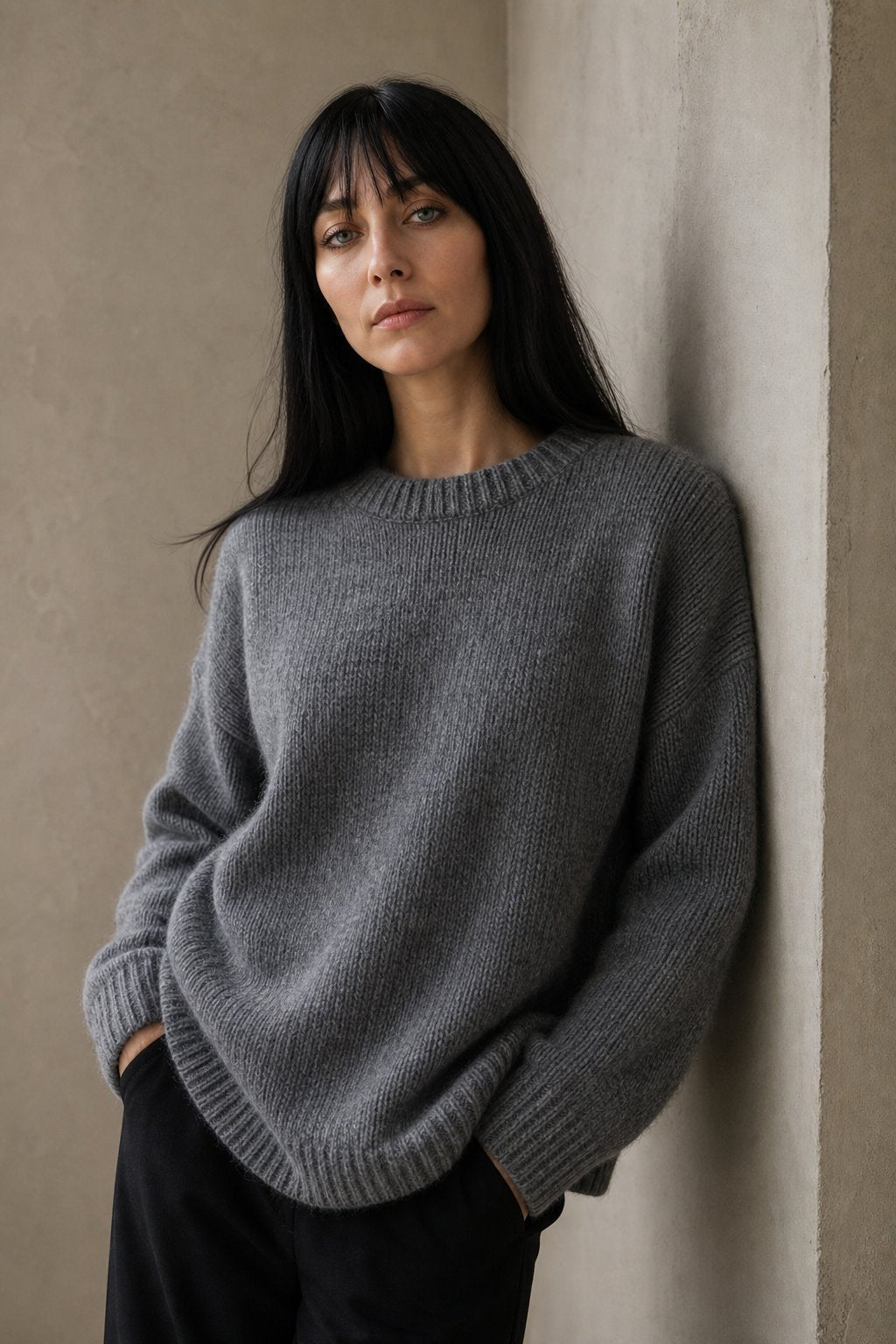 Deanna | Womens Pure Cashmere Oversized Sweater | Relaxed Fit, Soft Warm Knit | Gray, White or Brown Sizes S-2XL