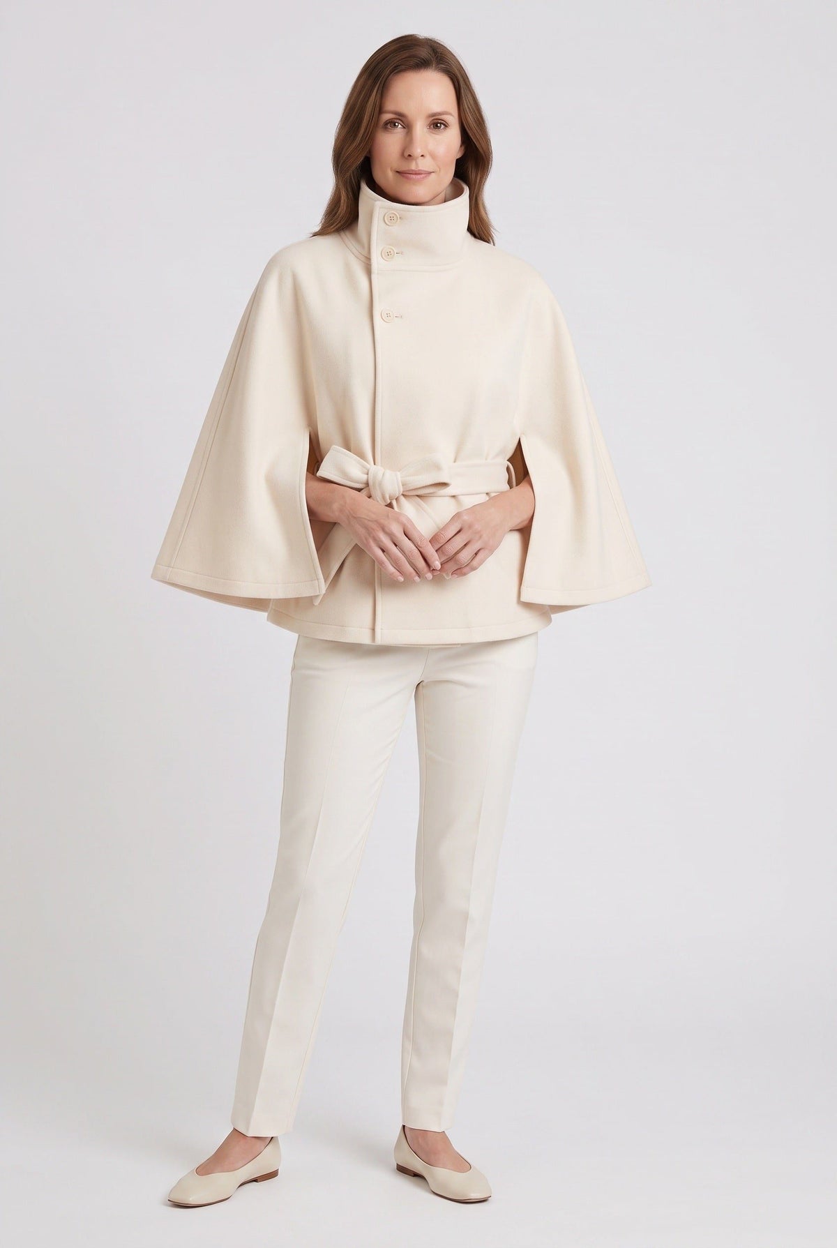 Nika | Cape Jacket with Funnel Neck and Belt for Women