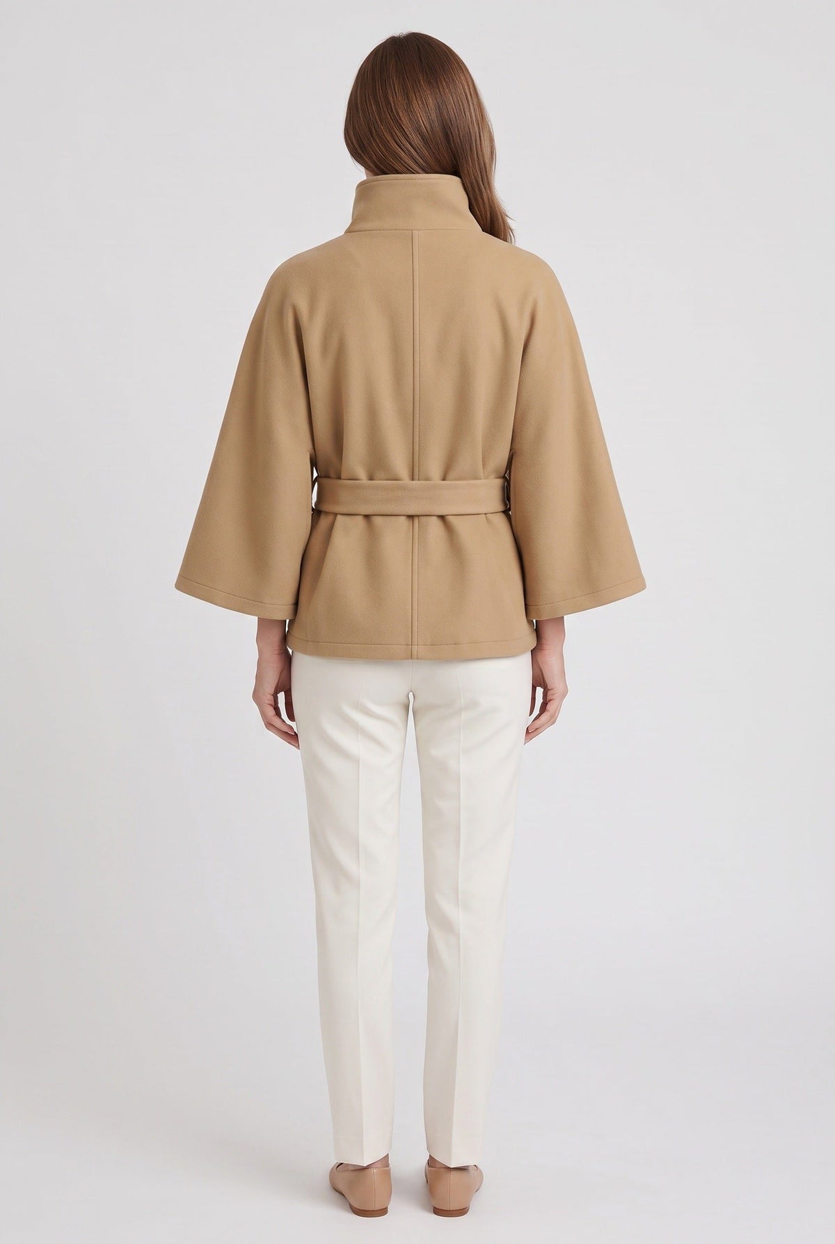Nika | Cape Jacket with Funnel Neck and Belt for Women