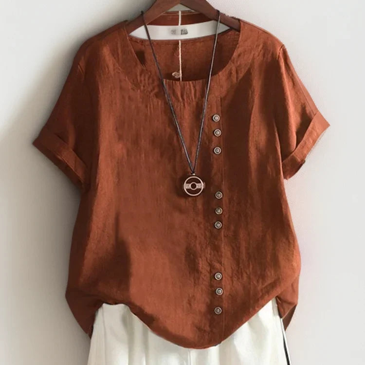 Beryl | Women's Button Up Short Sleeve T-Shirt Blouse
