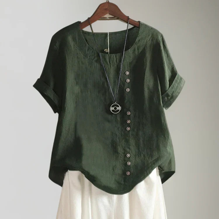 Beryl | Women's Button Up Short Sleeve T-Shirt Blouse