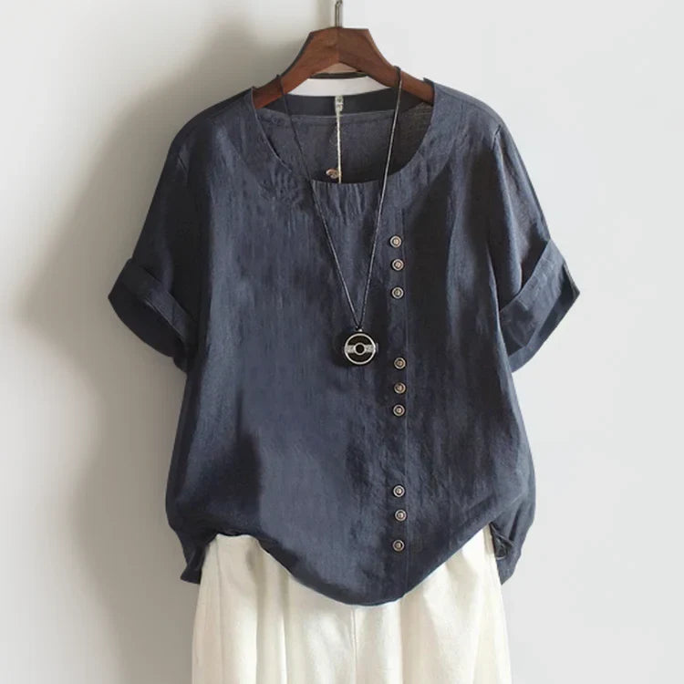 Beryl | Women's Button Up Short Sleeve T-Shirt Blouse