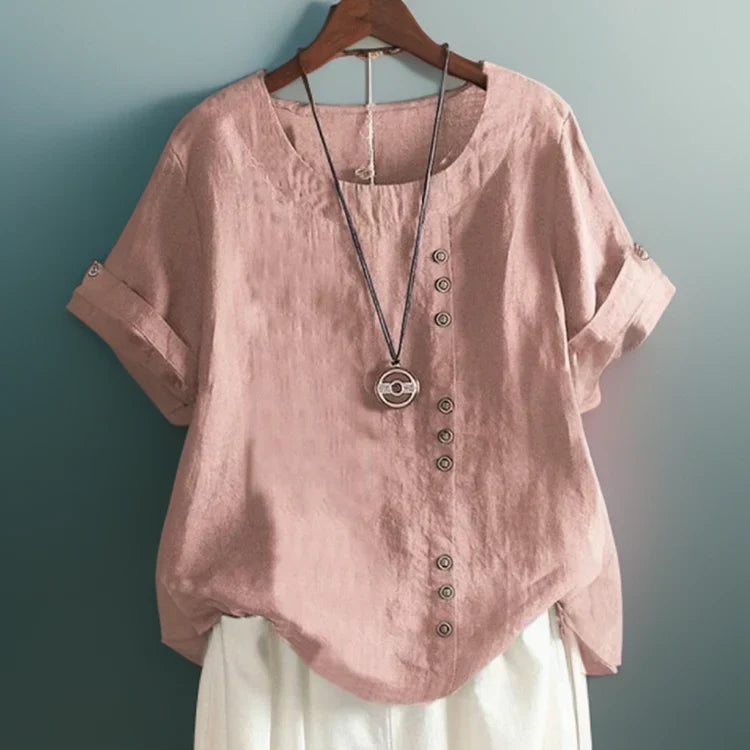 Beryl | Women's Button Up Short Sleeve T-Shirt Blouse