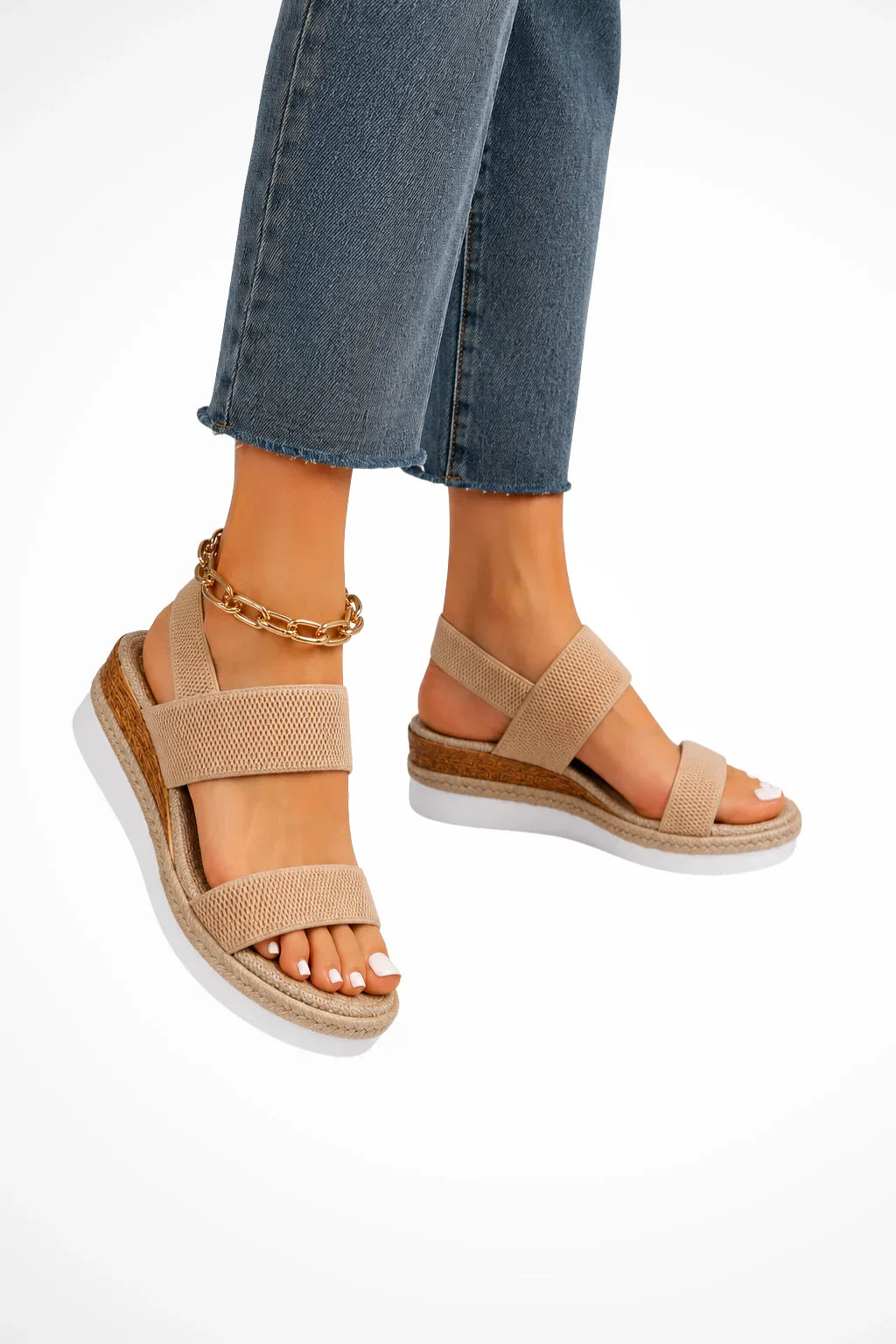 Bethany | Women's Orthopedic Wedge Espadrille Sandals with Elastic and Ankle Strap