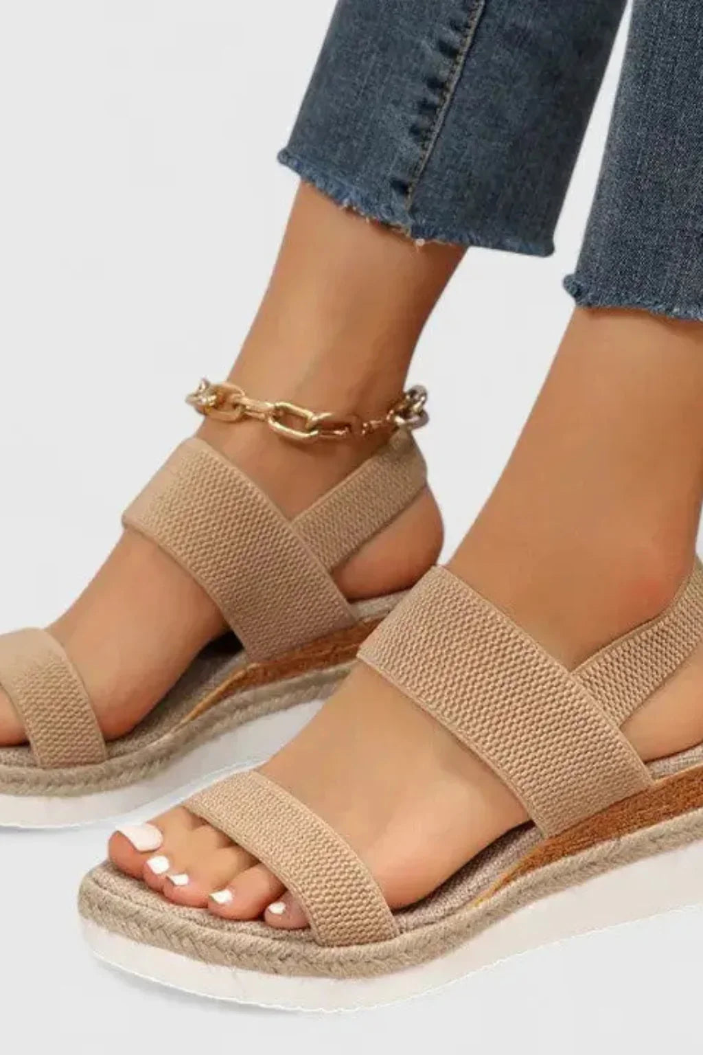Bethany | Women's Orthopedic Wedge Espadrille Sandals with Elastic and Ankle Strap