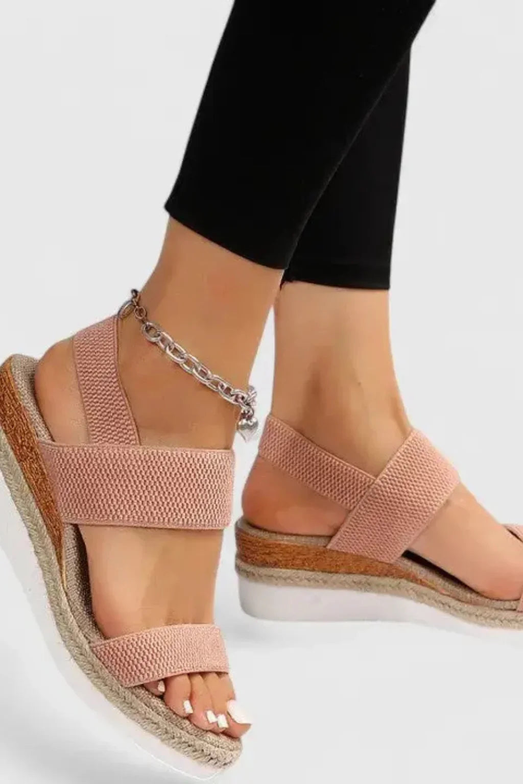 Bethany | Women's Orthopedic Wedge Espadrille Sandals with Elastic and Ankle Strap