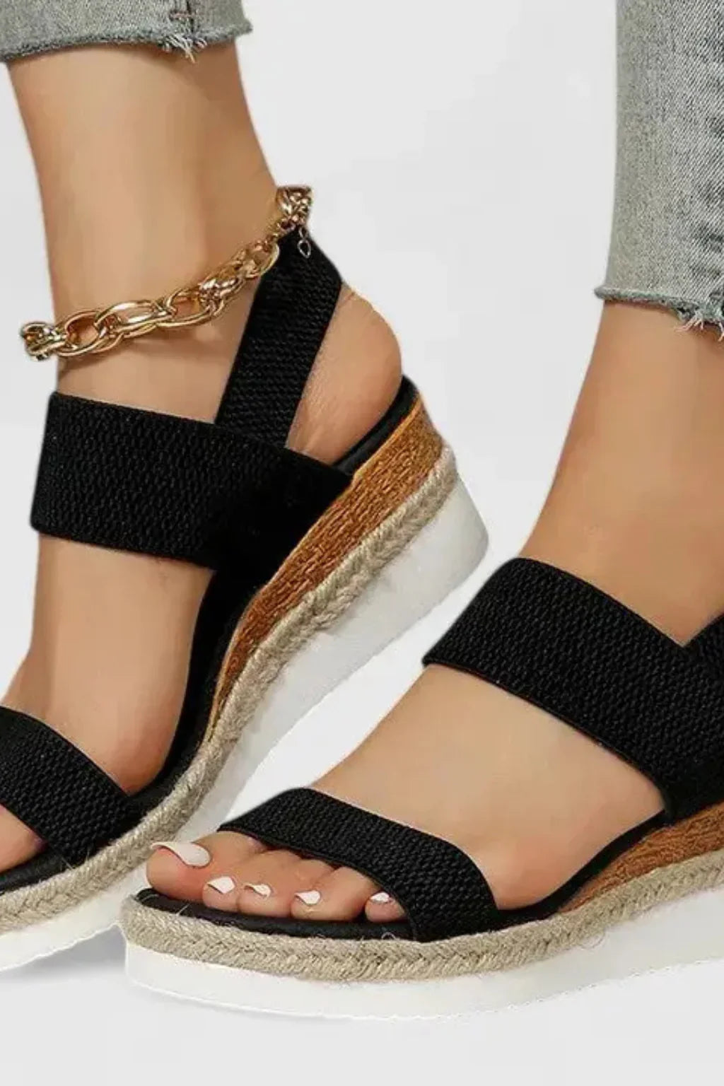 Bethany | Women's Orthopedic Wedge Espadrille Sandals with Elastic and Ankle Strap