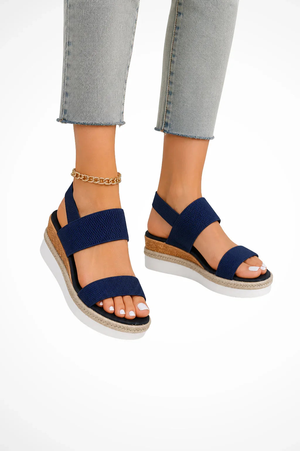 Bethany | Women's Orthopedic Wedge Espadrille Sandals with Elastic and Ankle Strap