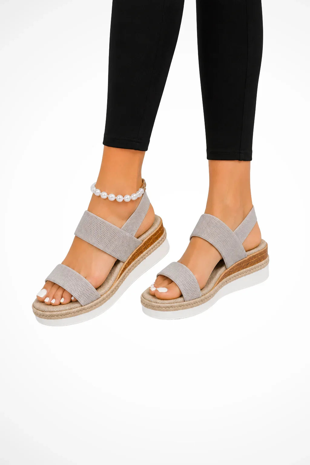 Bethany | Women's Orthopedic Wedge Espadrille Sandals with Elastic and Ankle Strap