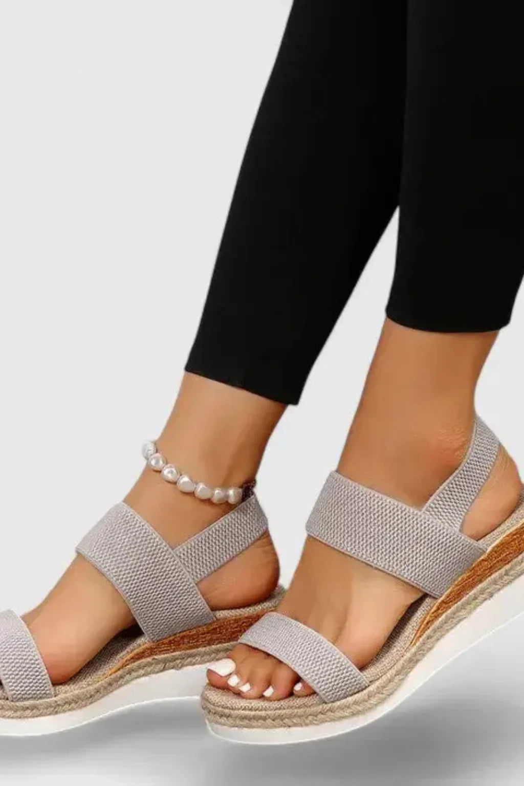 Bethany | Women's Orthopedic Wedge Espadrille Sandals with Elastic and Ankle Strap