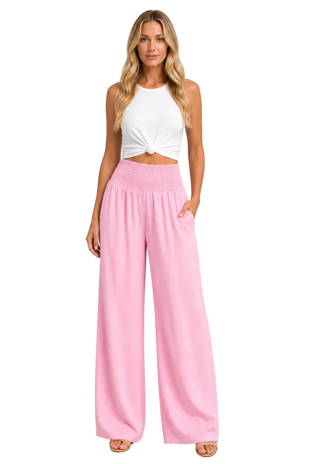 Bethany | Women's Wide Leg Trouser with Elasticated Waist and Side Pockets