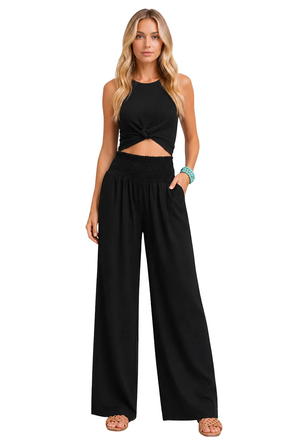 Bethany | Women's Wide Leg Trouser with Elasticated Waist and Side Pockets