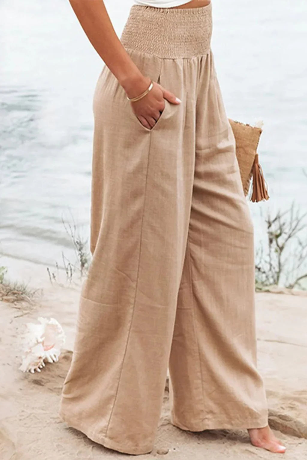 Bethany | Women's Wide Leg Trouser with Elasticated Waist and Side Pockets