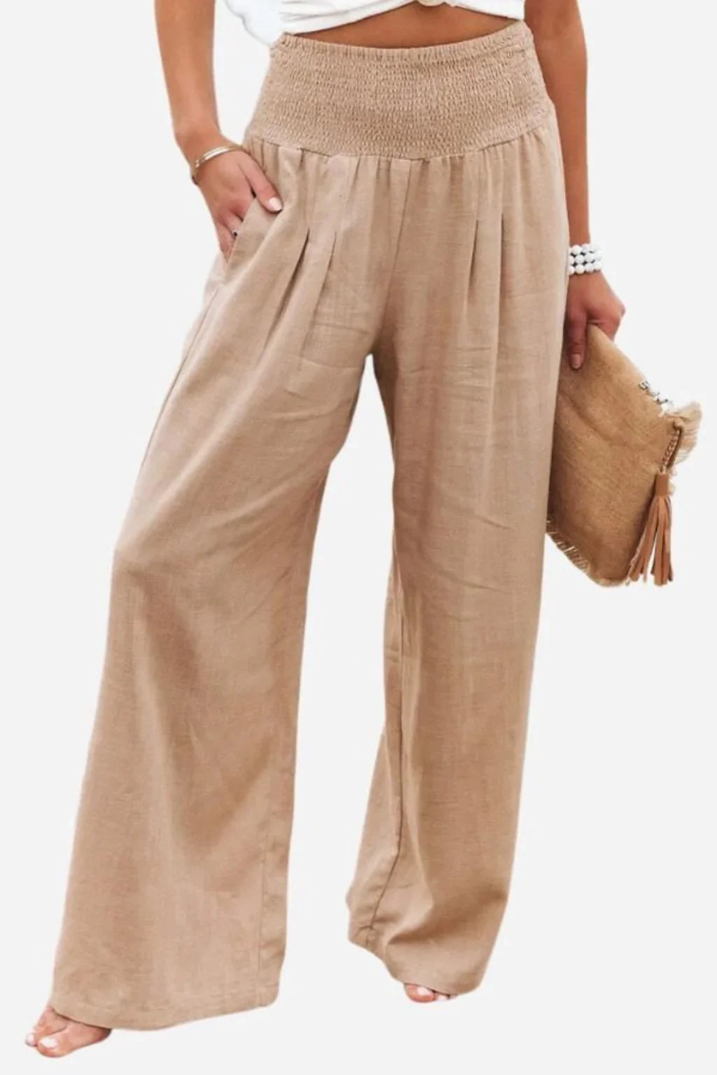 Bethany | Women's Wide Leg Trouser with Elasticated Waist and Side Pockets