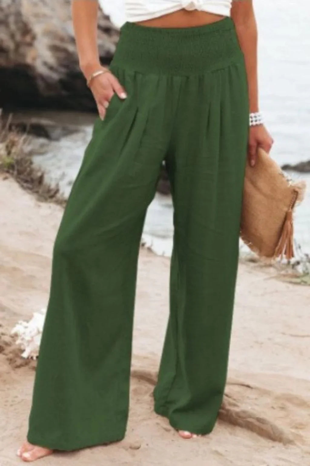 Bethany | Women's Wide Leg Trouser with Elasticated Waist and Side Pockets