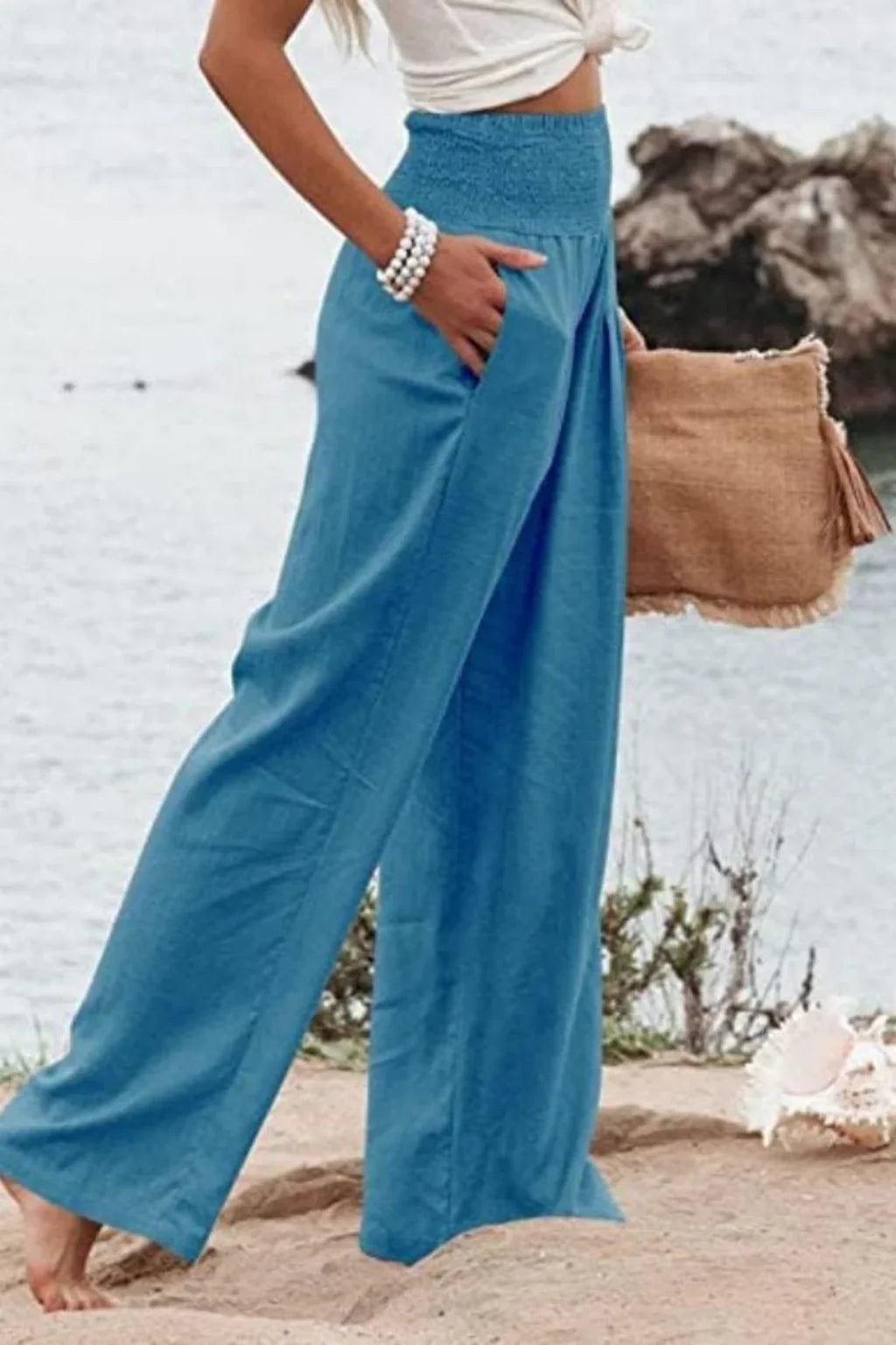 Bethany | Women's Wide Leg Trouser with Elasticated Waist and Side Pockets