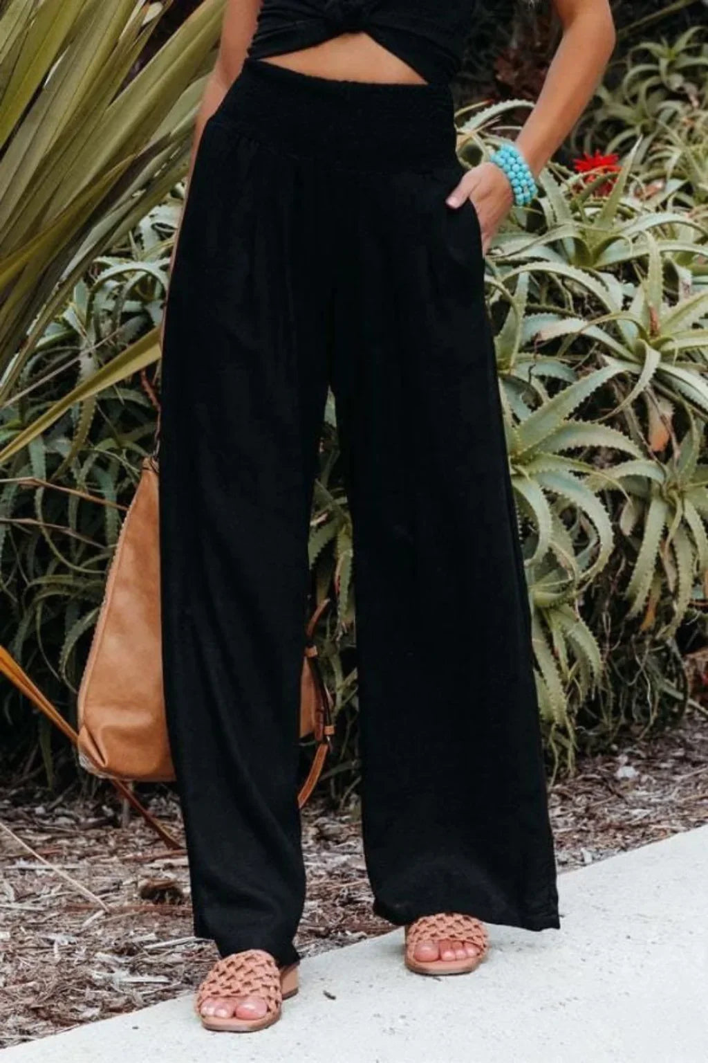 Bethany | Women's Wide Leg Trouser with Elasticated Waist and Side Pockets
