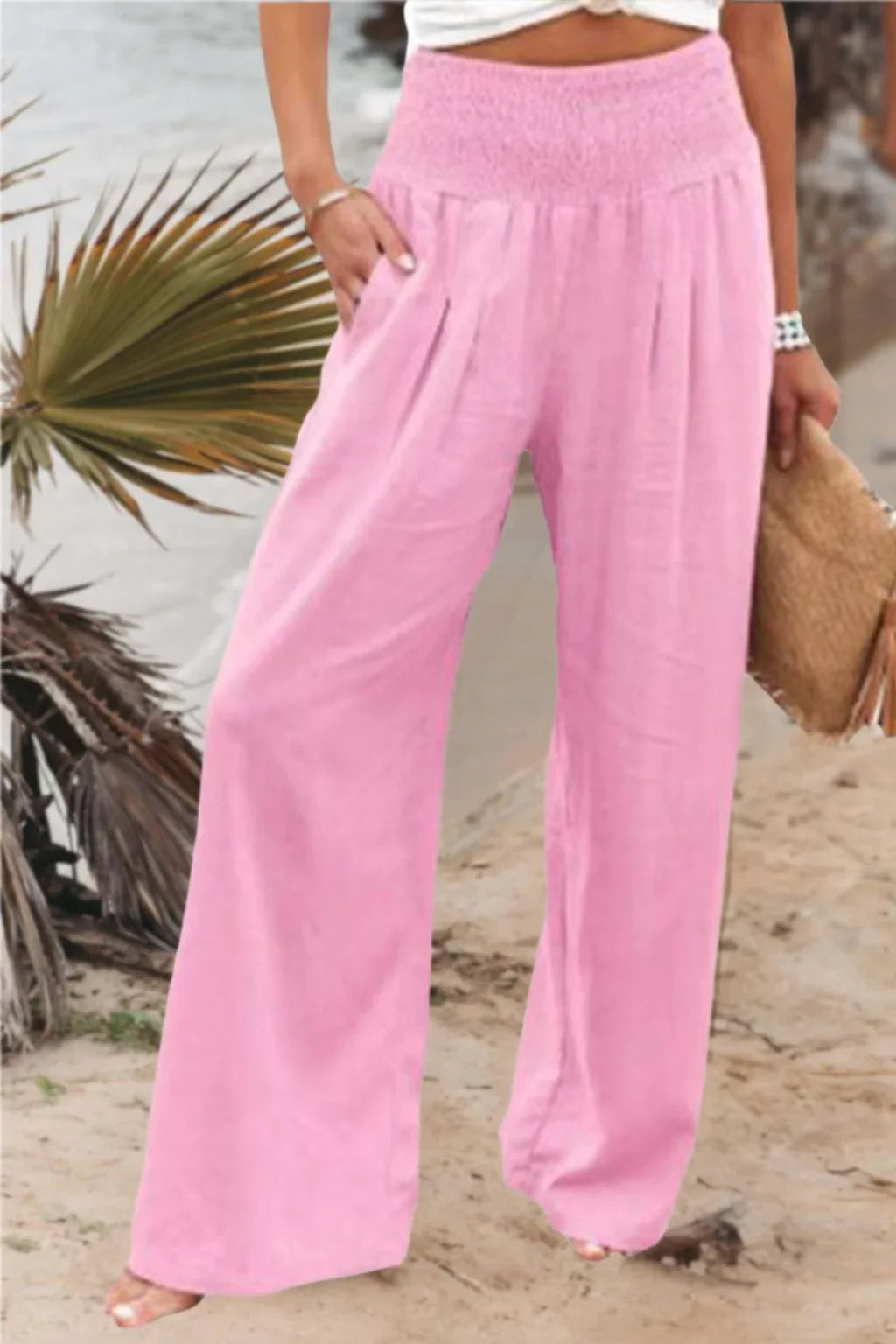 Bethany | Women's Wide Leg Trouser with Elasticated Waist and Side Pockets