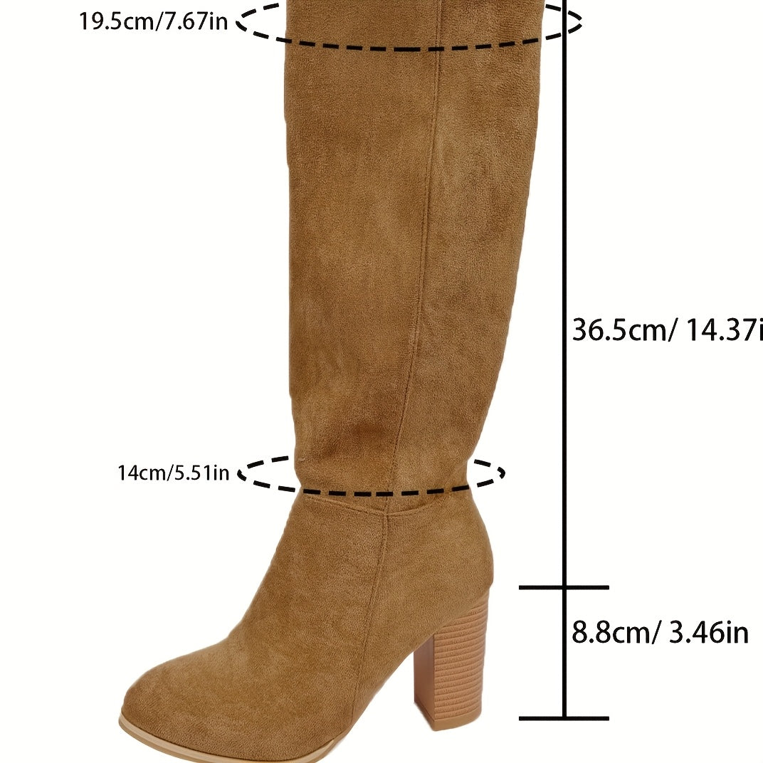Women's Knee High Boots with Block Heel | Pointed Toe, Side Zip and Tall Shaft for Fall | Size 5.5-10.5, 3 Colors