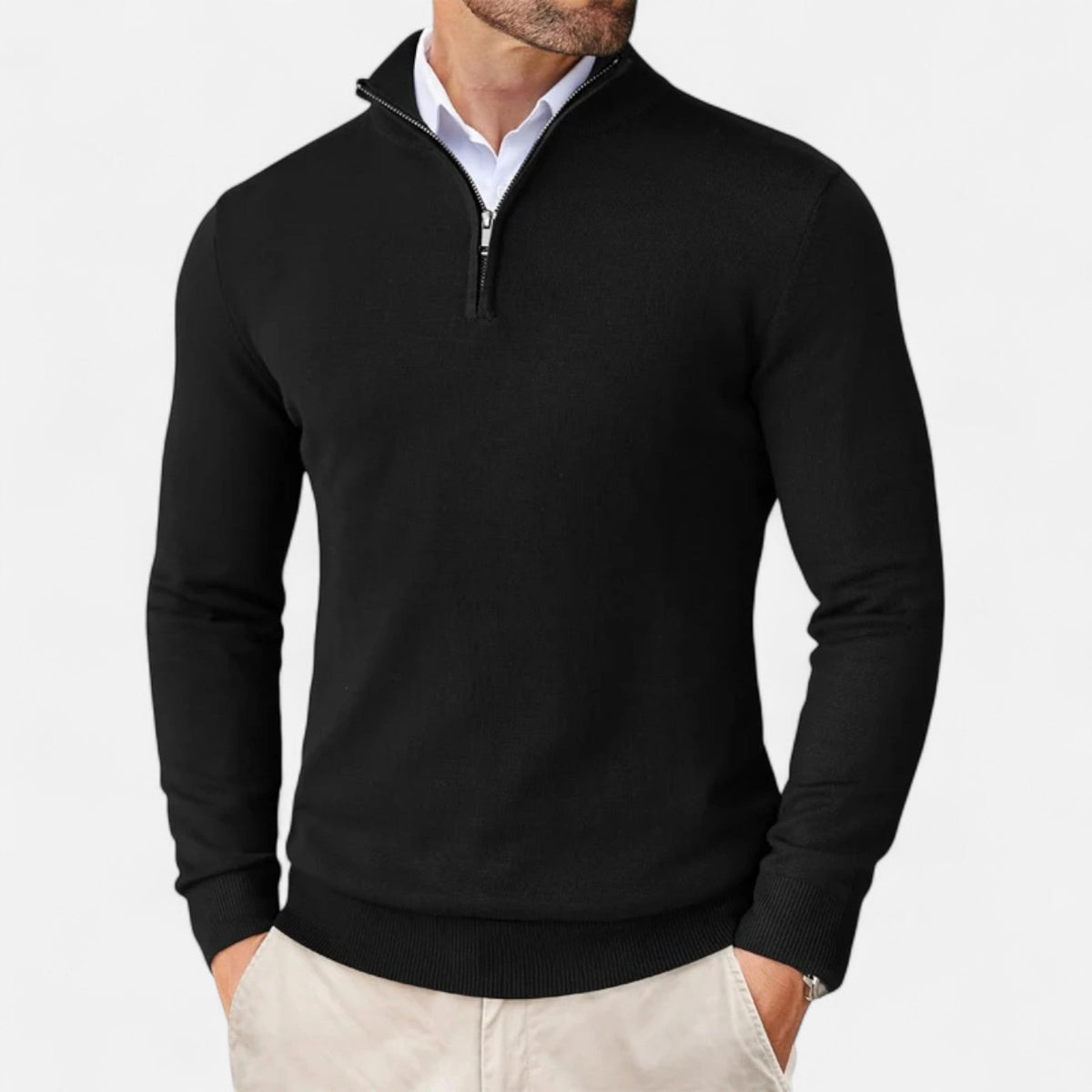 Men's Slim-Fit Quarter-Zip Sweater, Mock Neck, Long Sleeves