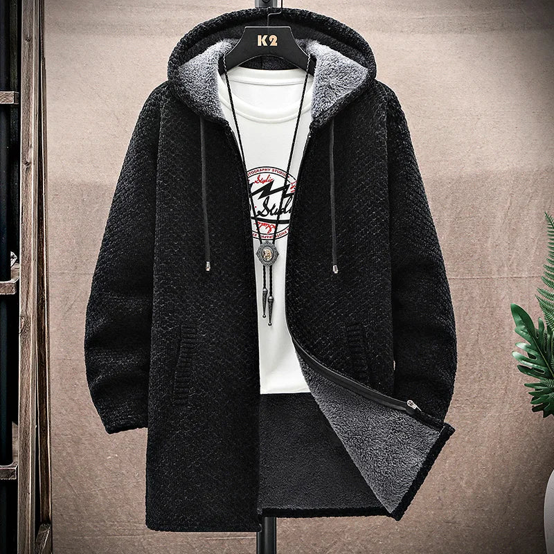 Seth | Mens Wool Cashmere Blend Hooded Jacket | Fleece-Lined, Deep Pockets | White, Green, Black and More XS-XXL