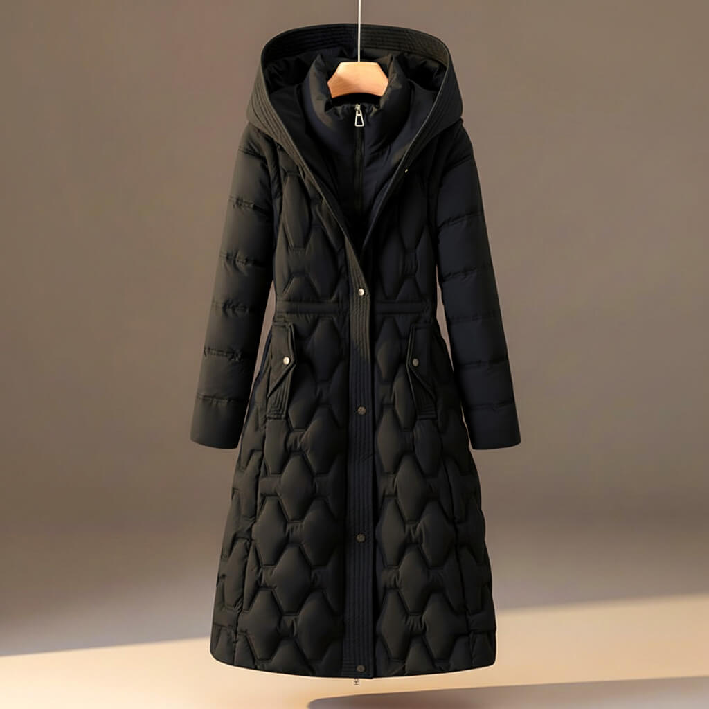 Kristy | Womens Quilted Hooded Winter Coat | Lightweight Filling, Zip and Snap Closure | Red, Brown, Black and More XS-XL