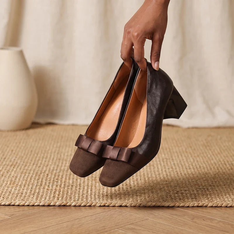 Corinne Bow Block Heel Pumps