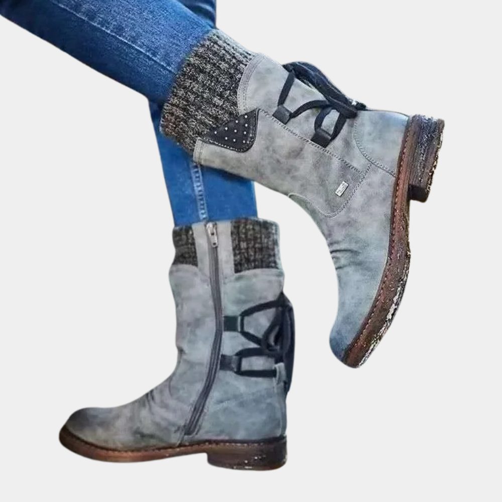 Blandine | Suede Winter Ankle Boots with Buckle Detail for Women
